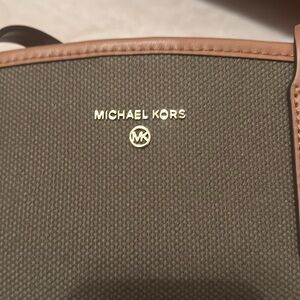 Michael Kors woven green and brown leather bag
